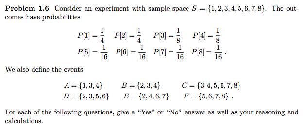 Solved Problem 1.6 Consider An Experiment With Sample Space | Chegg.com