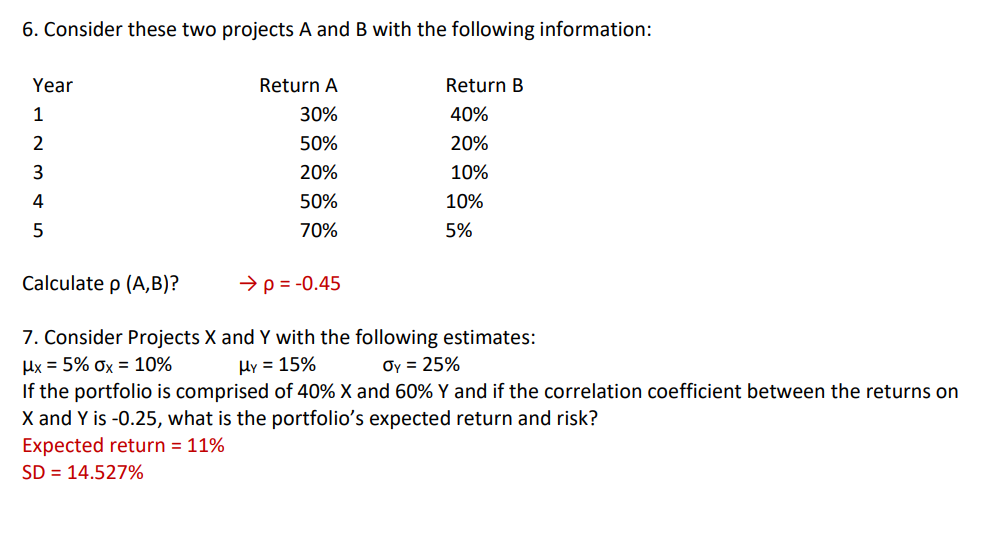 Solved 6. Consider These Two Projects A And B With The | Chegg.com