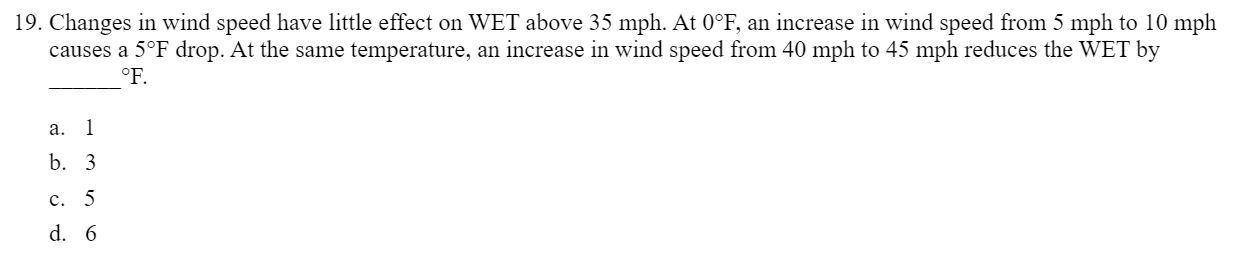 Solved NWS Windchill Chart Calm 40 5 36 10 34 Wind (mph) 15 | Chegg.com
