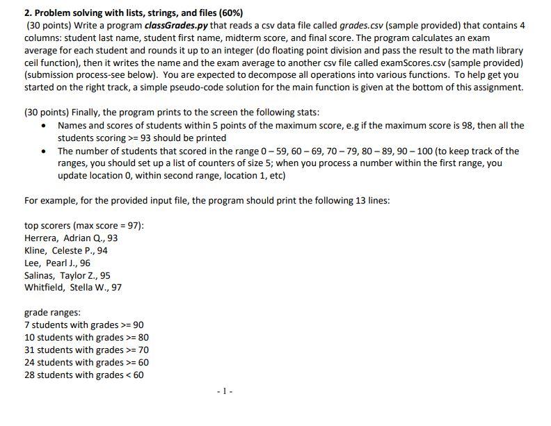 Problem Set #4 (6 Points) The file ranking.csv