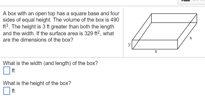 Solved A box with an open top has a square base and four | Chegg.com
