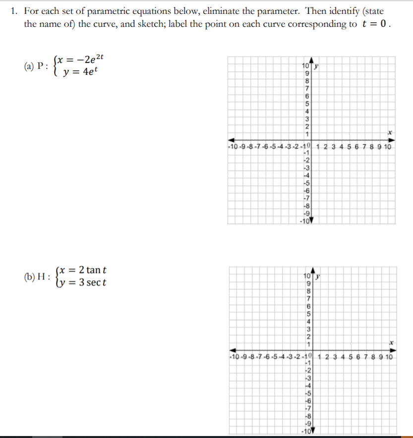 Solved 1. For each set of parametric equations below, | Chegg.com