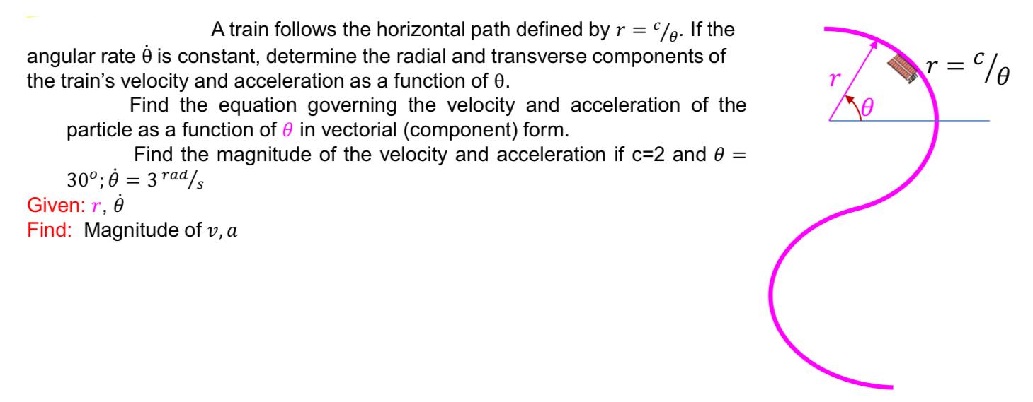 Solved r=% A train follows the horizontal path defined by r | Chegg.com