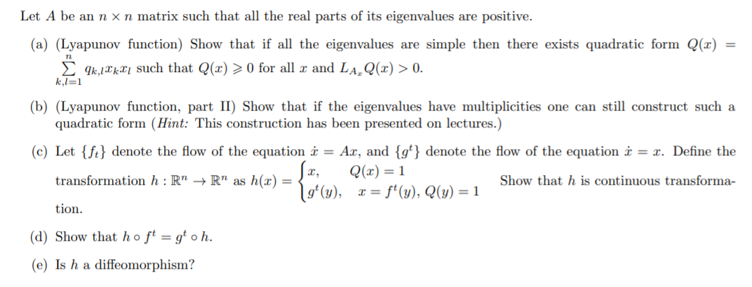 Let A be an n x n matrix such that all the real parts | Chegg.com