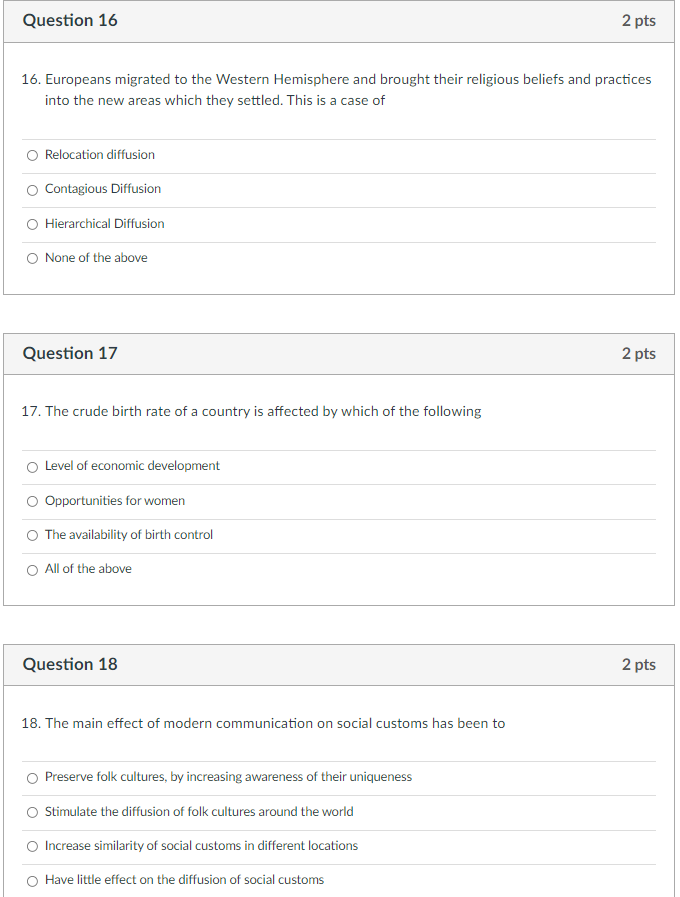 Solved Question 14 2 pts 14. Which of the following | Chegg.com