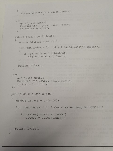 Solved Write Java Code which will gather sales amounts for | Chegg.com