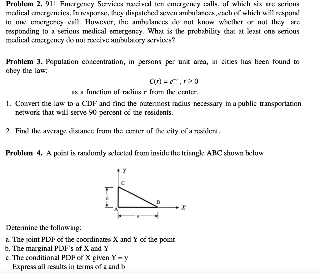Solved Problem 2.911 Emergency Services received ten | Chegg.com