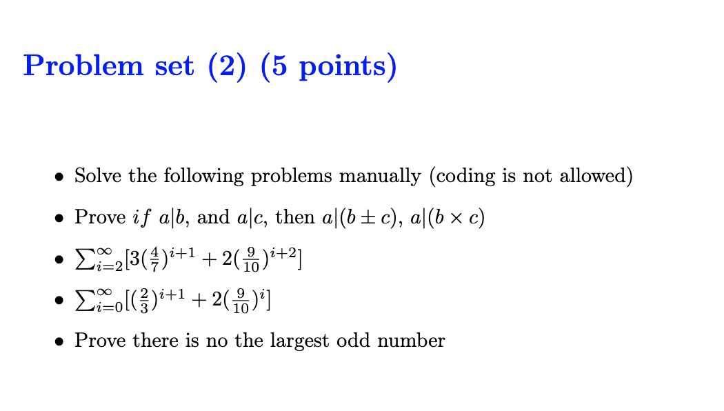 Solved Problem Set (2) (5 Points) A • Solve The Following | Chegg.com