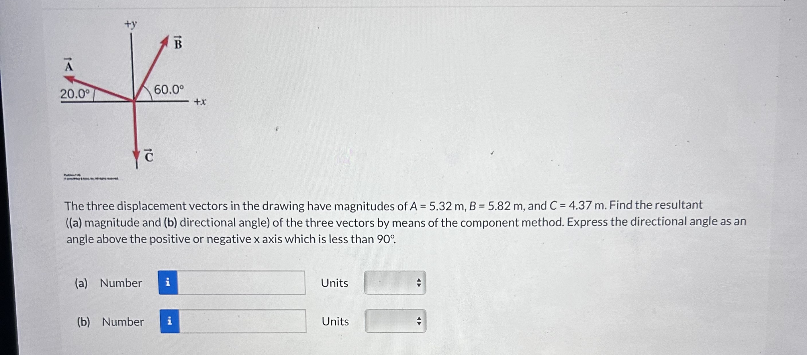 [Solved] The three displacement vectors in the drawing hav