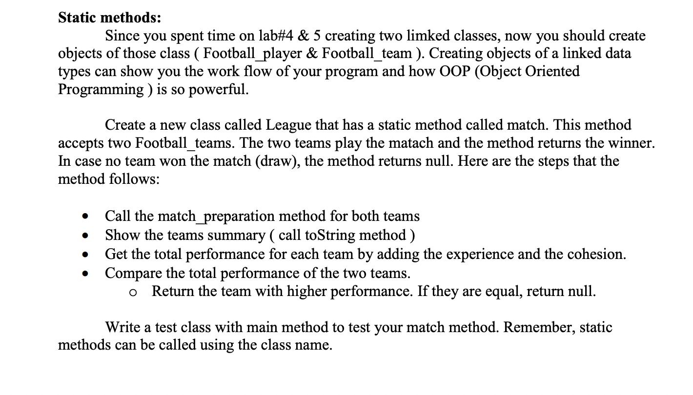 Static methods: Since you spent time on lab#4 & 5 | Chegg.com