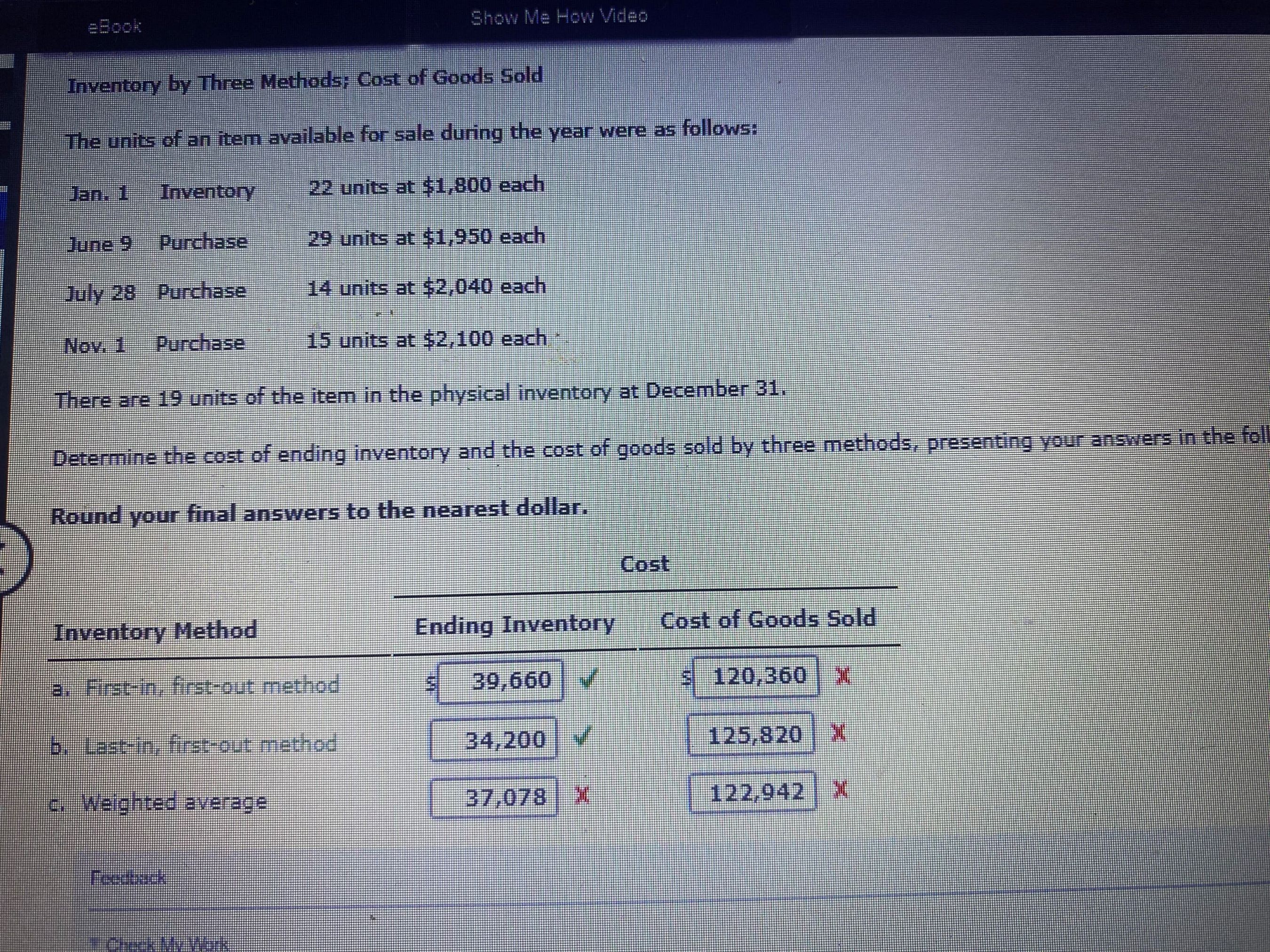 Solved Inventory by Three Methods; Cost of Goods Sold The | Chegg.com