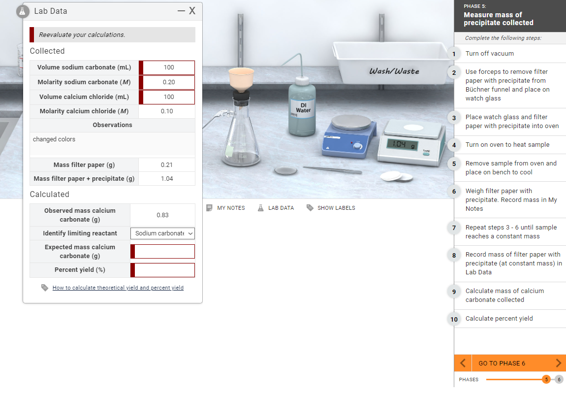 PHASE 5 Measure mass of precipitate collected
