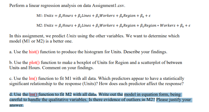 Solved Perform a linear regression analysis on data | Chegg.com