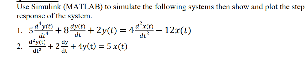 Use Simulink (MATLAB) to simulate the following | Chegg.com