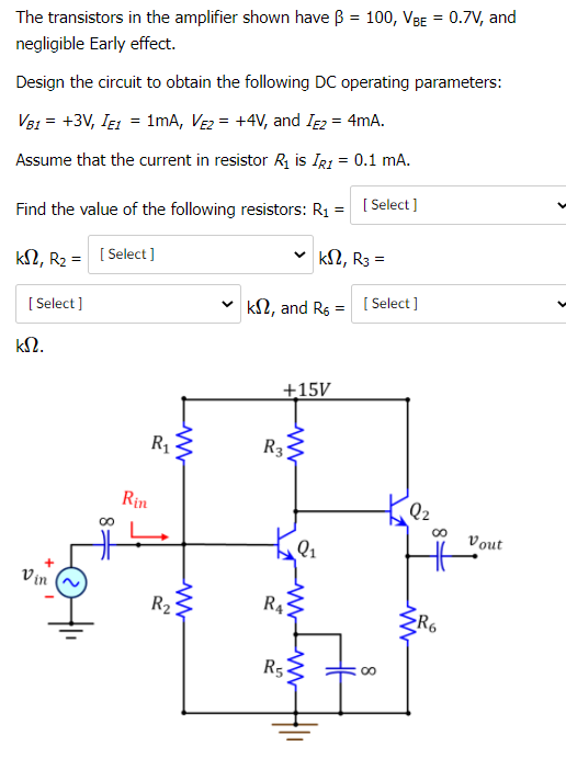 Solved The transistors in the amplifier shown have B = 100, | Chegg.com