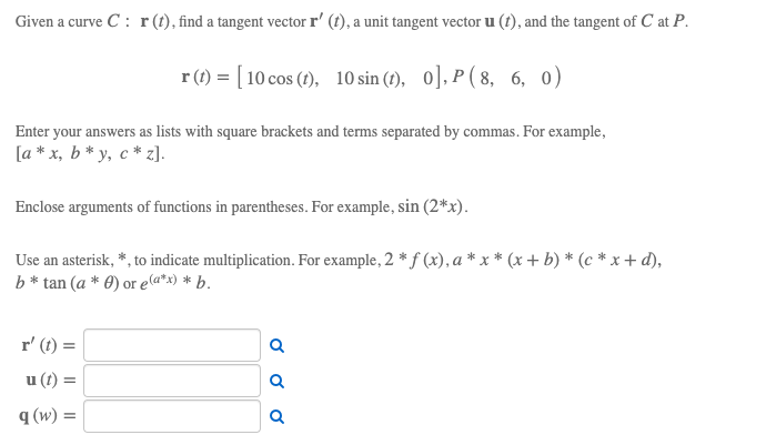 Solved Given A Curve C R T Find A Tangent Vector R T Chegg Com