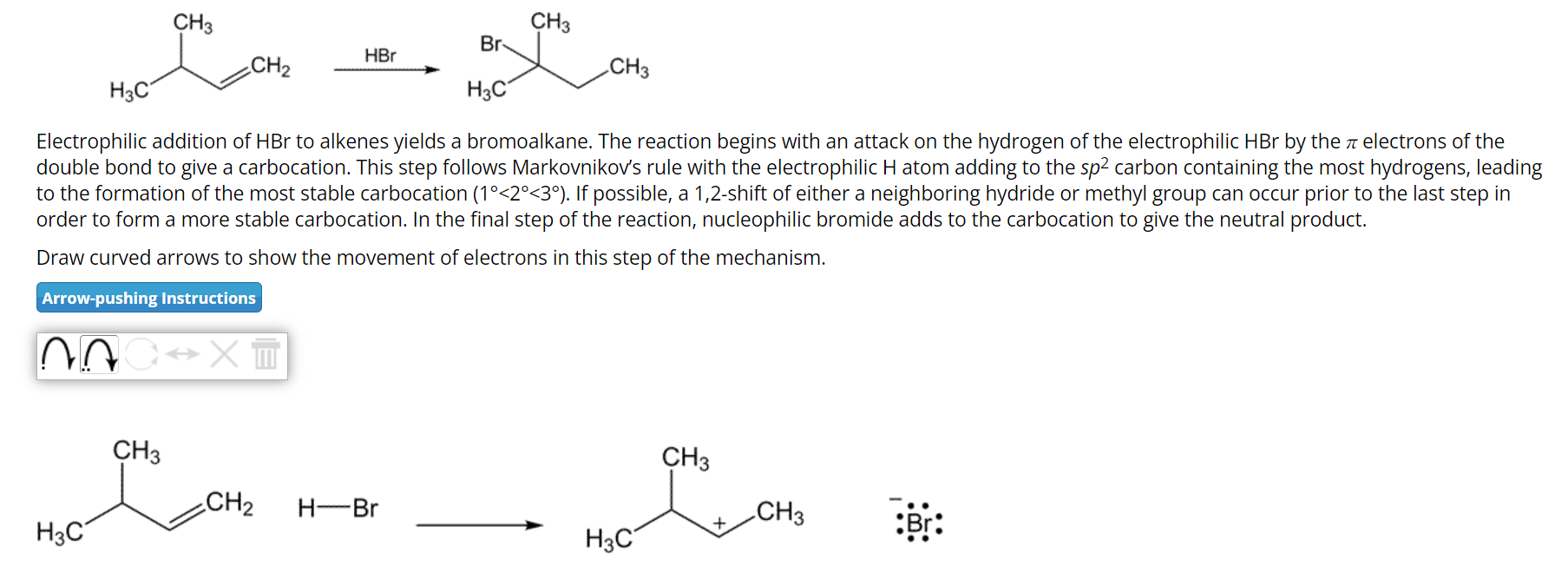 Solved HBr Electrophilic addition of HBr to alkenes yields | Chegg.com