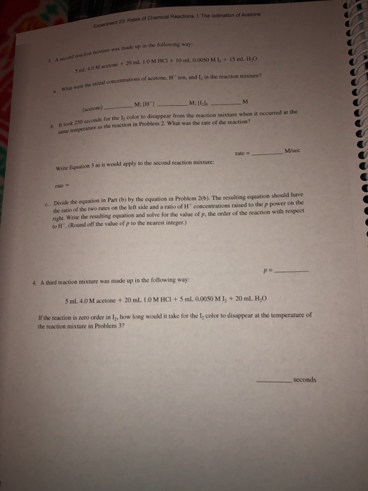Solved experiment 20 : the Iodination of acetone | Chegg.com