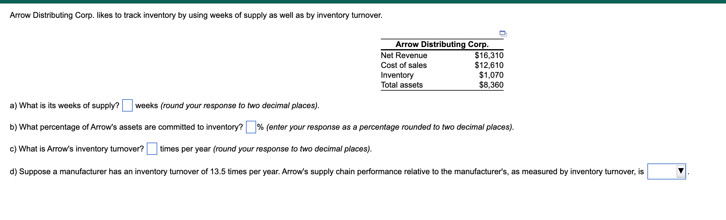 Solved Arrow Distributing Corp. likes to track inventory by | Chegg.com