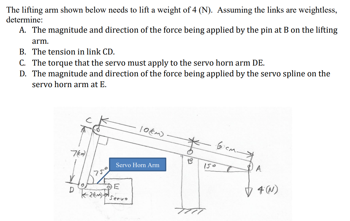 Solved The lifting arm shown below needs to lift a weight of | Chegg.com