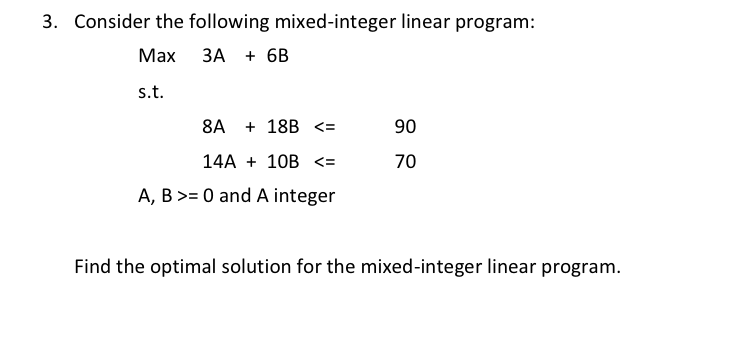 Solved 3. Consider the following mixed-integer linear | Chegg.com