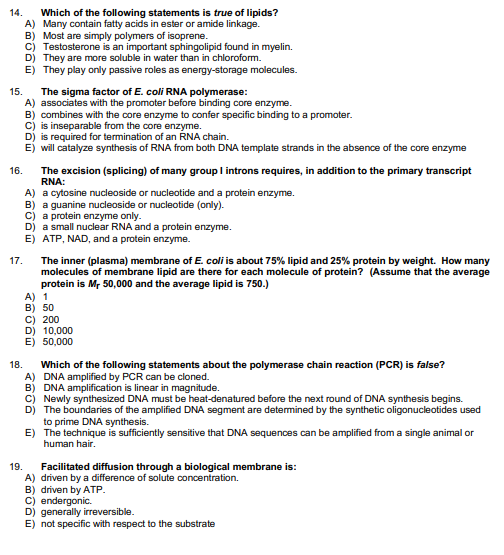 Solved 14. Which of the following statements is true of