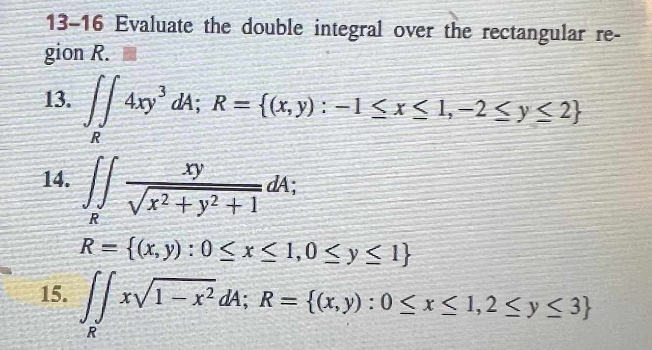 Solved 13-16 Evaluate The Double Integral Over The | Chegg.com