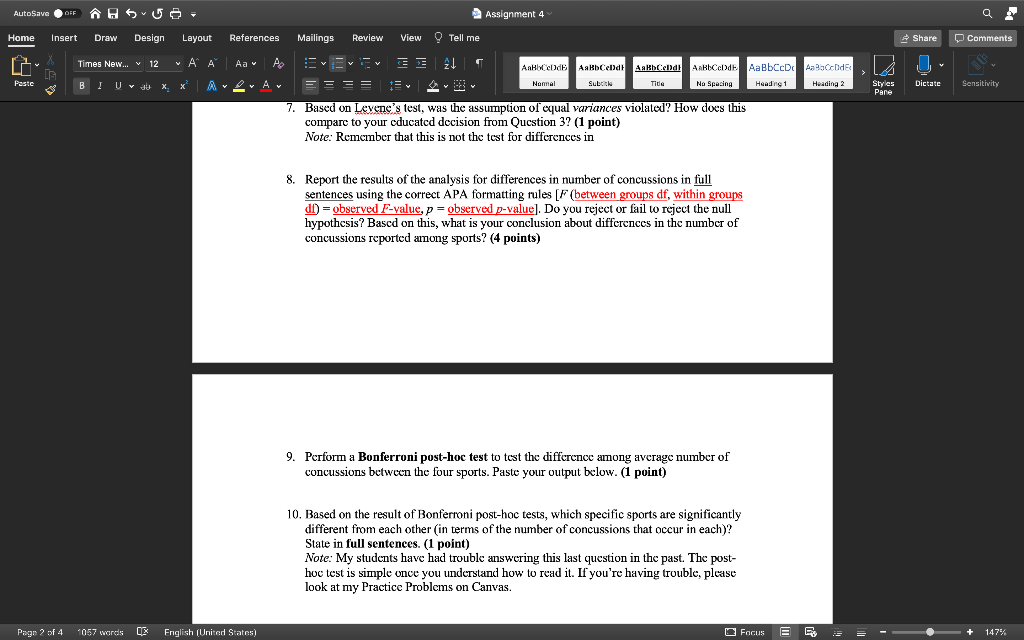 AutoSave OFF OFF A SU Assignment 4 Home Insert Draw | Chegg.com