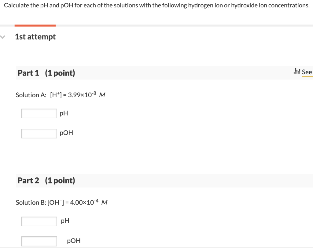 Solved Calculate The PH And POH For Each Of The Solutions | Chegg.com