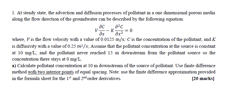 Solved At ﻿steady state, the advection and diffusion | Chegg.com