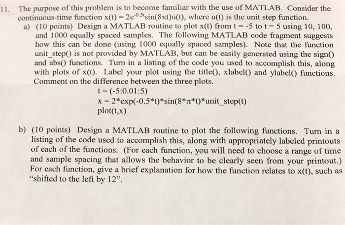 Solved The purpose of this problem is to become familiar | Chegg.com