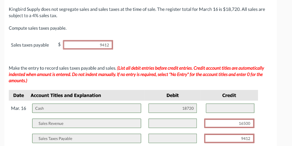 Solved Kingbird Supply does not segregate sales and sales