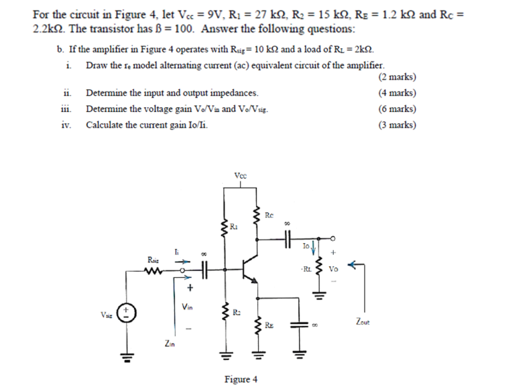 Solved For the circuit in Figure 4 , let Vcc=9 | Chegg.com