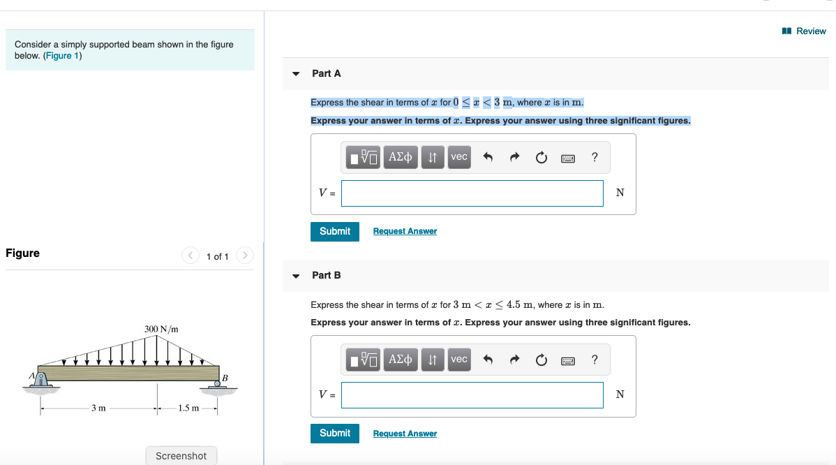 Solved A Review Consider a simply supported beam shown in | Chegg.com