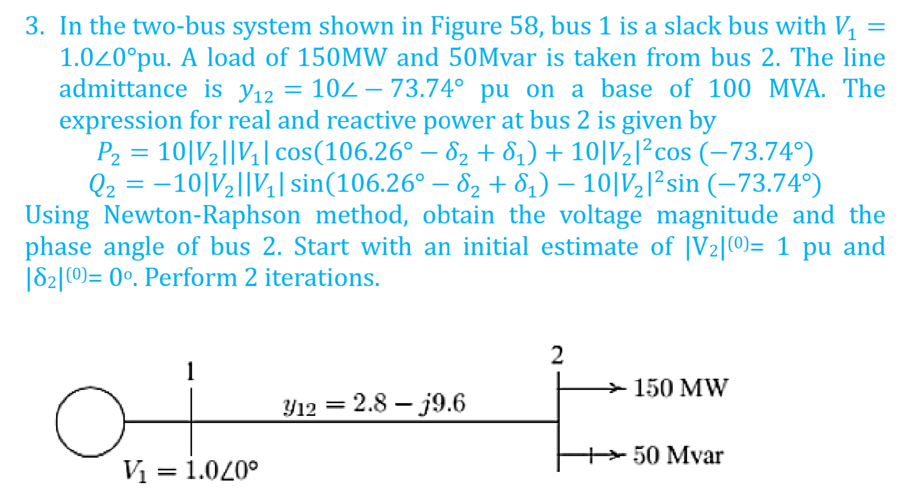 Solved 3. In The Two-bus System Shown In Figure 58 , Bus 1 | Chegg.com