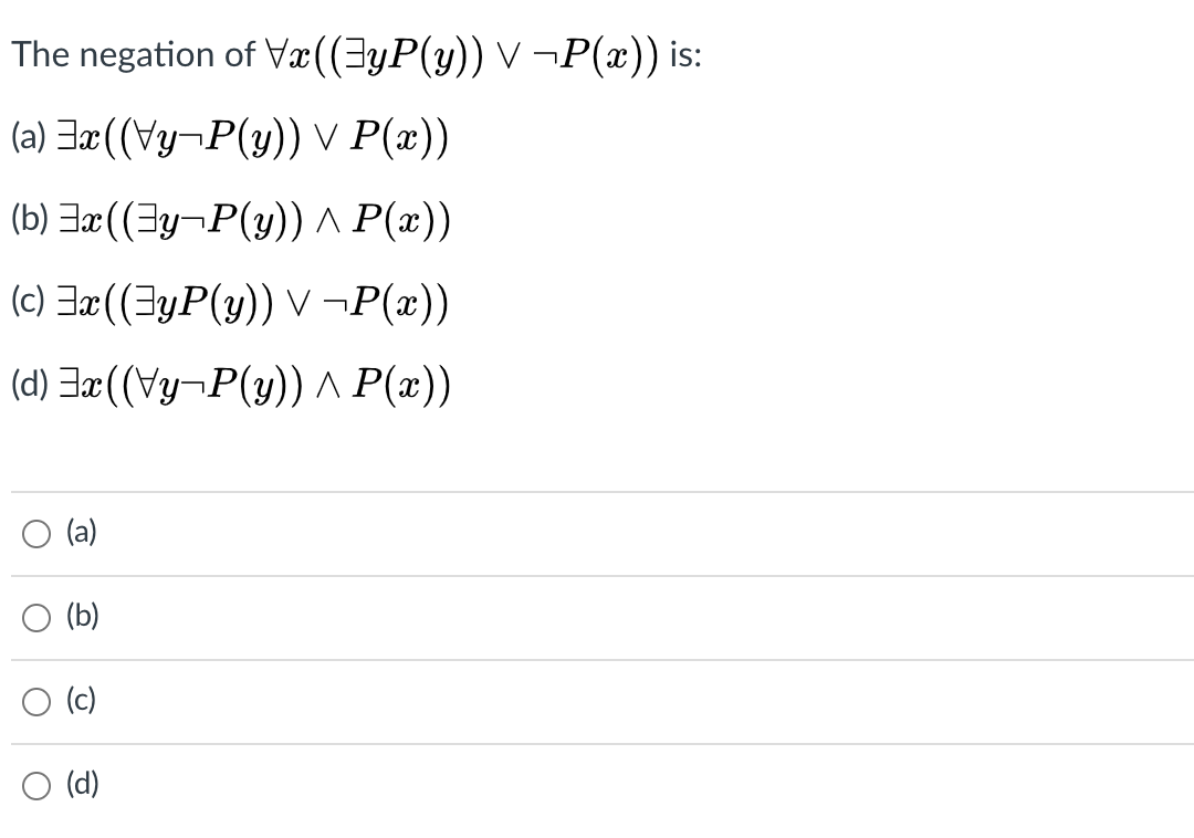 Solved The Negation Of Vae Fyp Y V P X Is A 3x Vy Chegg Com