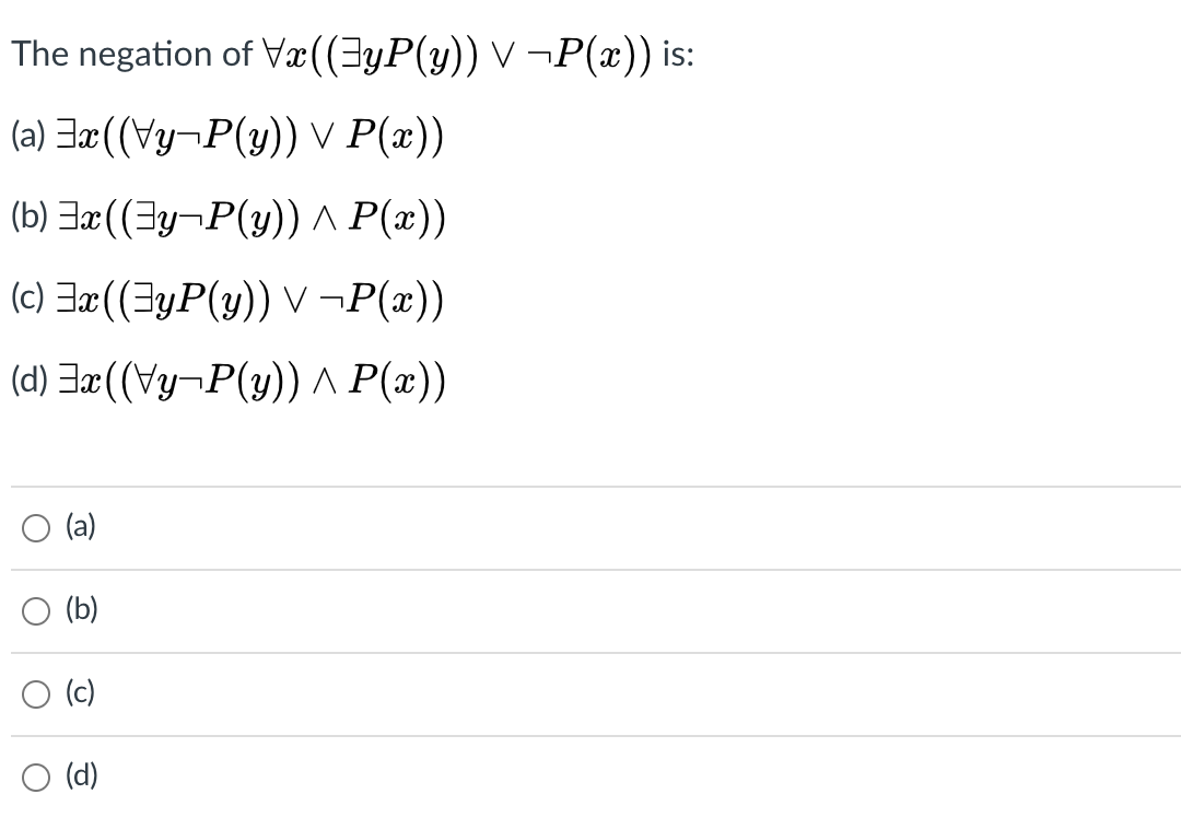 Solved The Negation Of Vae Fyp Y V P X Is A Chegg Com