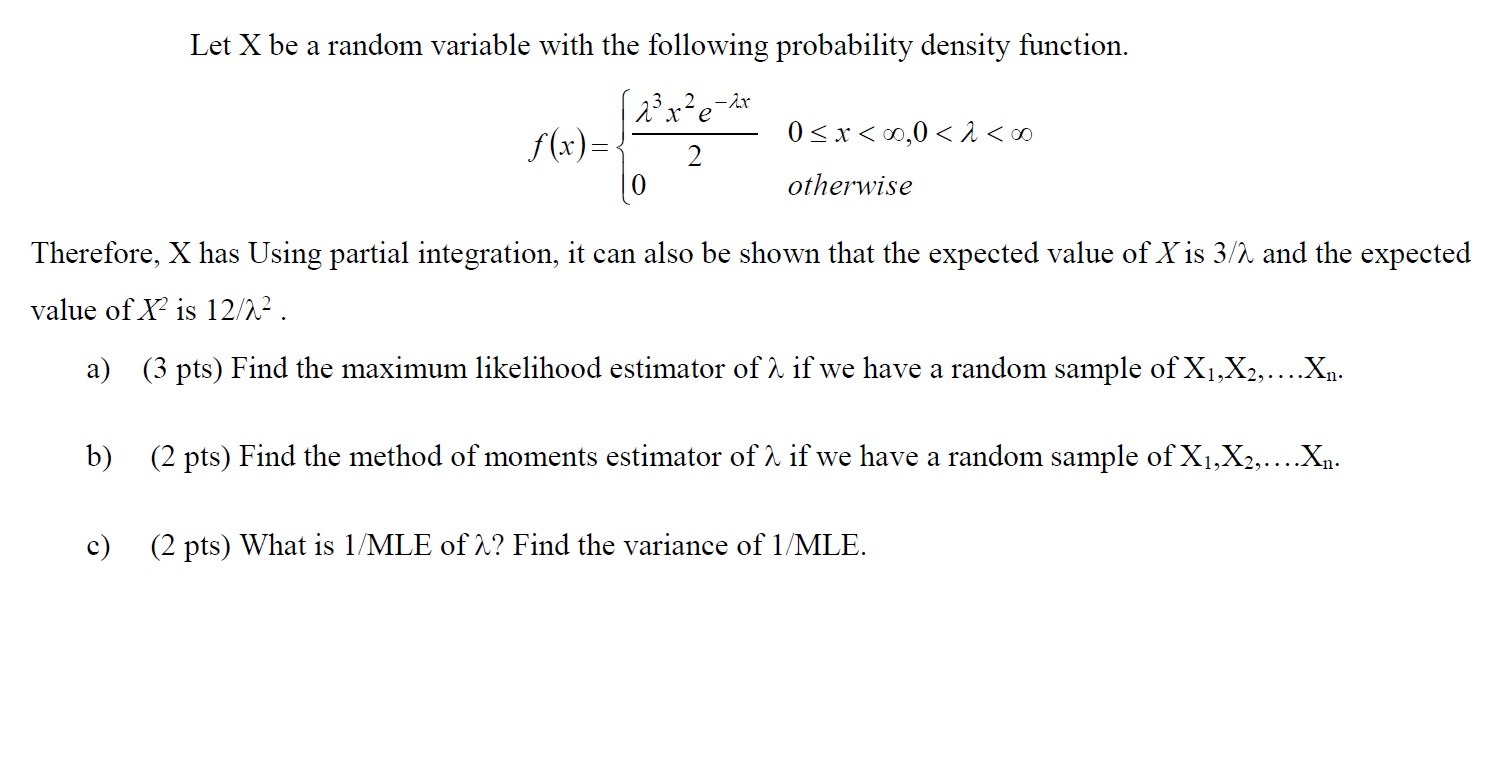 Solved Let X be a random variable with the following | Chegg.com