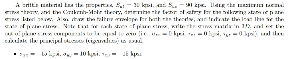 Solved A Brittle Material Has The Properties Sut 30 Kpsi