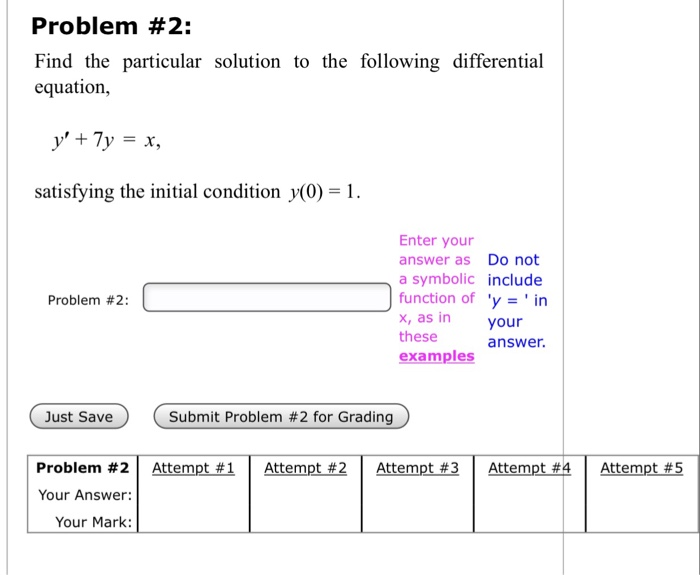Solved Problem #2: Find the particular solution to the | Chegg.com