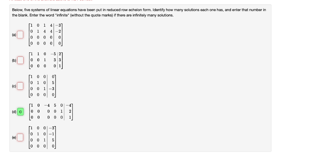 Solved Below Five Systems Of Linear Equations Have Been Put Chegg