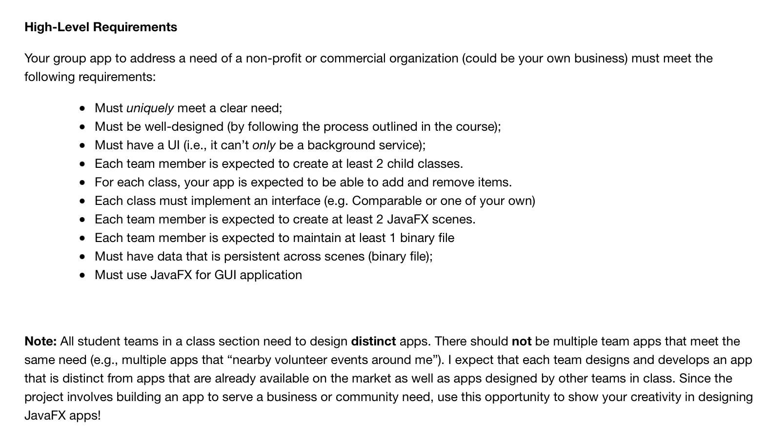 High-Level Requirements Your group app to address a | Chegg.com