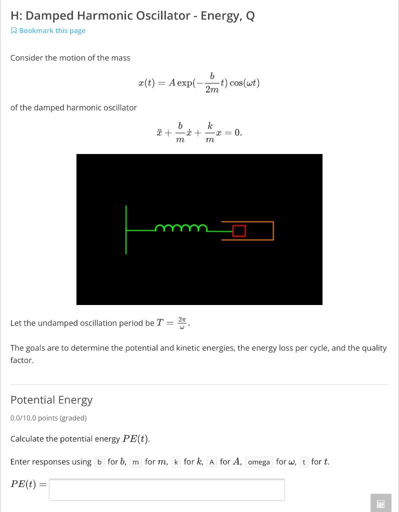 Solved H Damped Harmonic Oscillator Solution Method