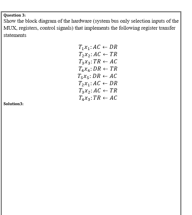 Question 3 Show the block diagram of the hardware
