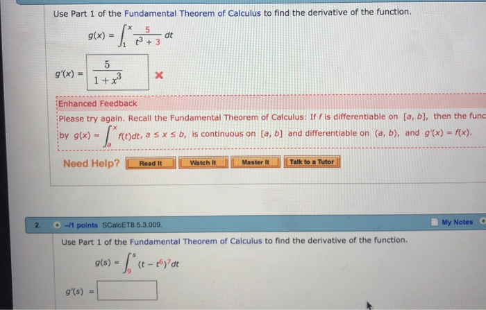 Solved Use Part 1 of the Fundamental Theorem of Calculus to | Chegg.com