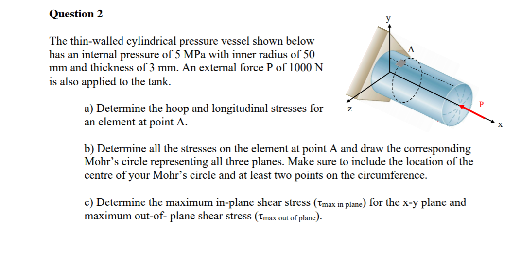 Solved Question 2 A The thin-walled cylindrical pressure | Chegg.com