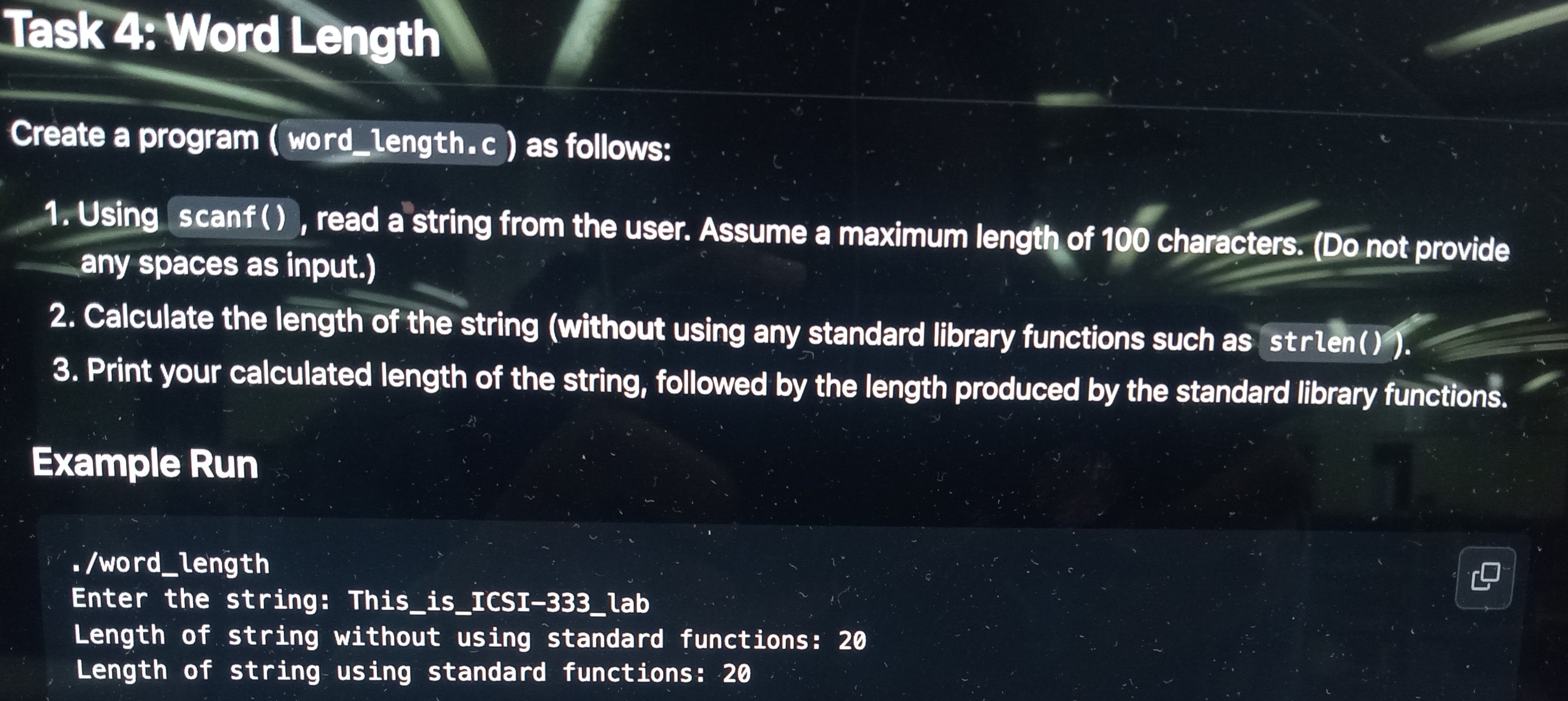 Solved lask 4: Word Length Create a program (word_length.c ) | Chegg.com
