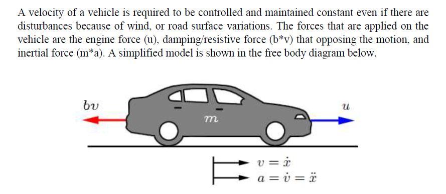 A velocity of a vehicle is required to be controlled | Chegg.com