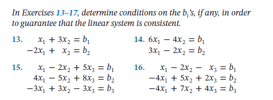 Solved In Exercises 13-17, determine conditions on the b;'s, | Chegg.com