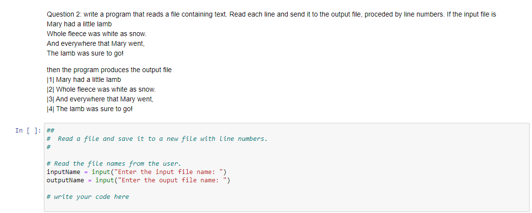 Solved In Python. Write a program that reads a file | Chegg.com